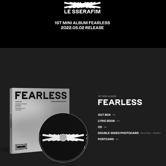 LE SSERAFIM - 1st mini album FEARLESS Monochrome Bouquet Version.