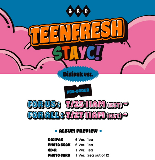 STAYC 3RD MINI ALBUM TEENFRESH, DIGIPAK VERSION, RANDOM