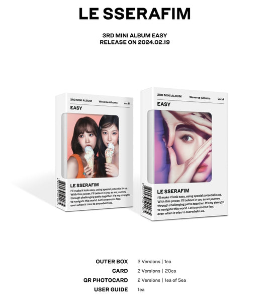 LE SSERAFIM - 3rd Mini Album EASY Weverse Albums Version (2 Versions).