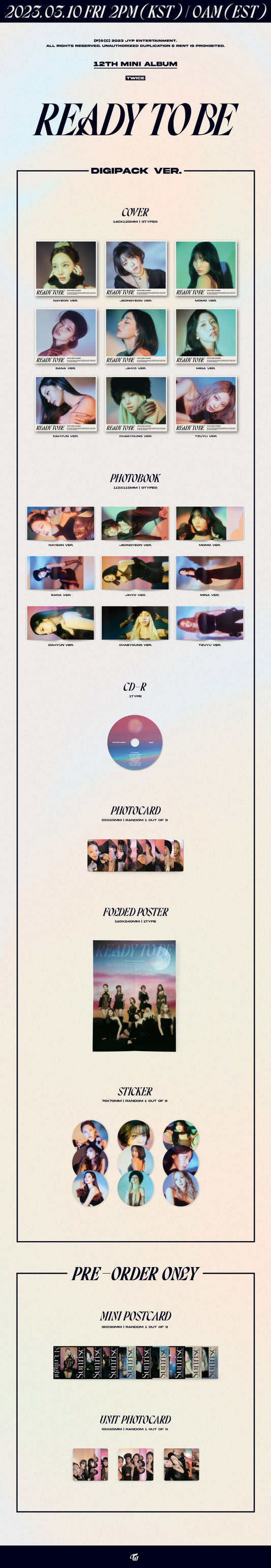 Twice 12th Mini Album Ready To Be Digipack Version (9 Versions) Random