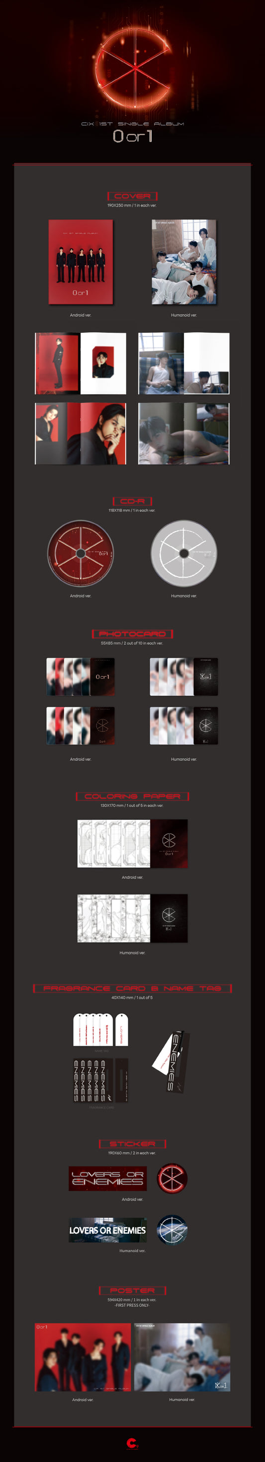CIX 1st Single Album 0 or 1 (2 Versions).