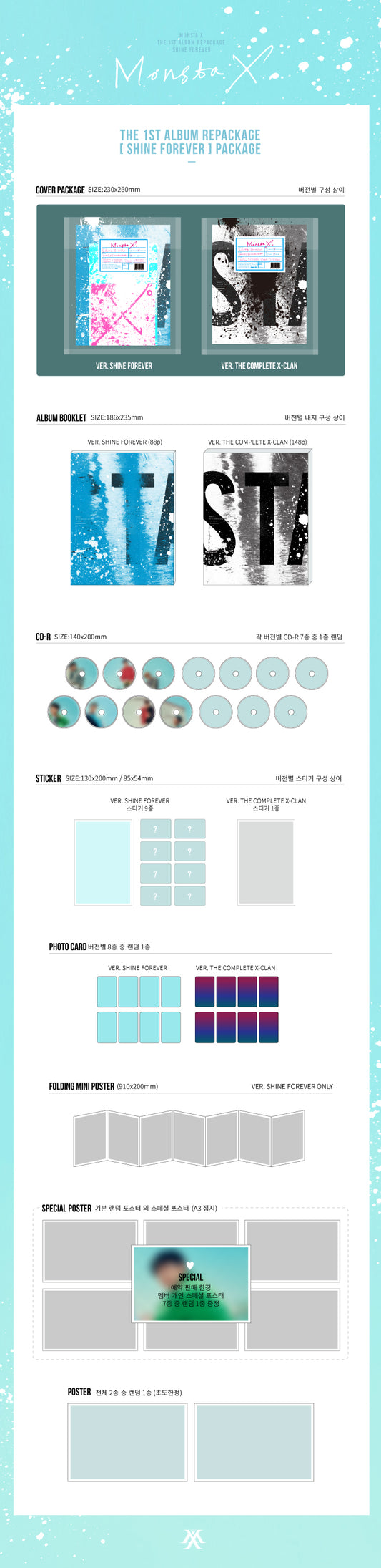 Monsta X 1st repackage album Shine forever (2 Versions).