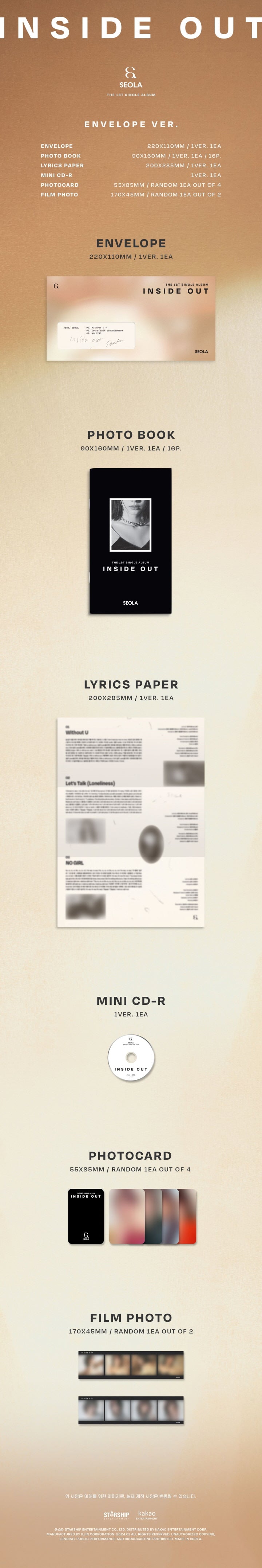 SEOLA 1st Single Album Inside Out Envelope Version.