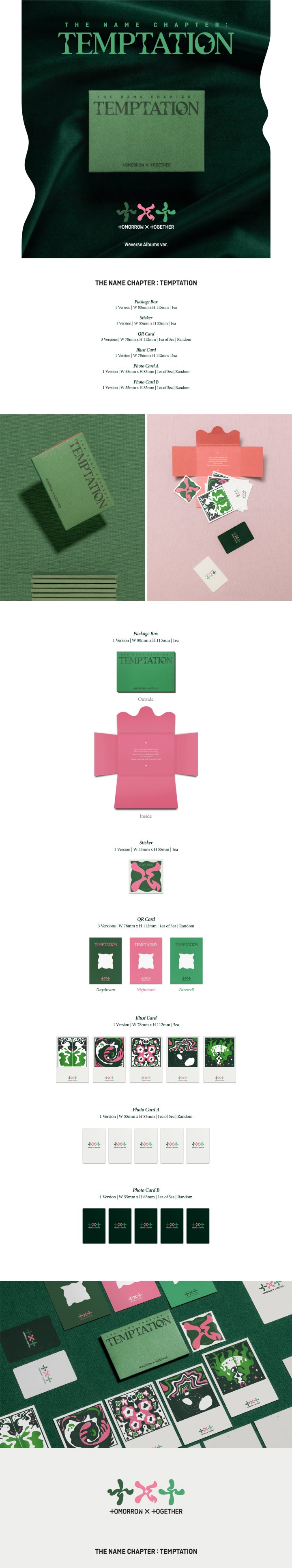 TOMORROW X TOGETHER TXT 5TH MINI Album THE NAME CHAPTER, TEMPTATION, WEVERSE VERSION.