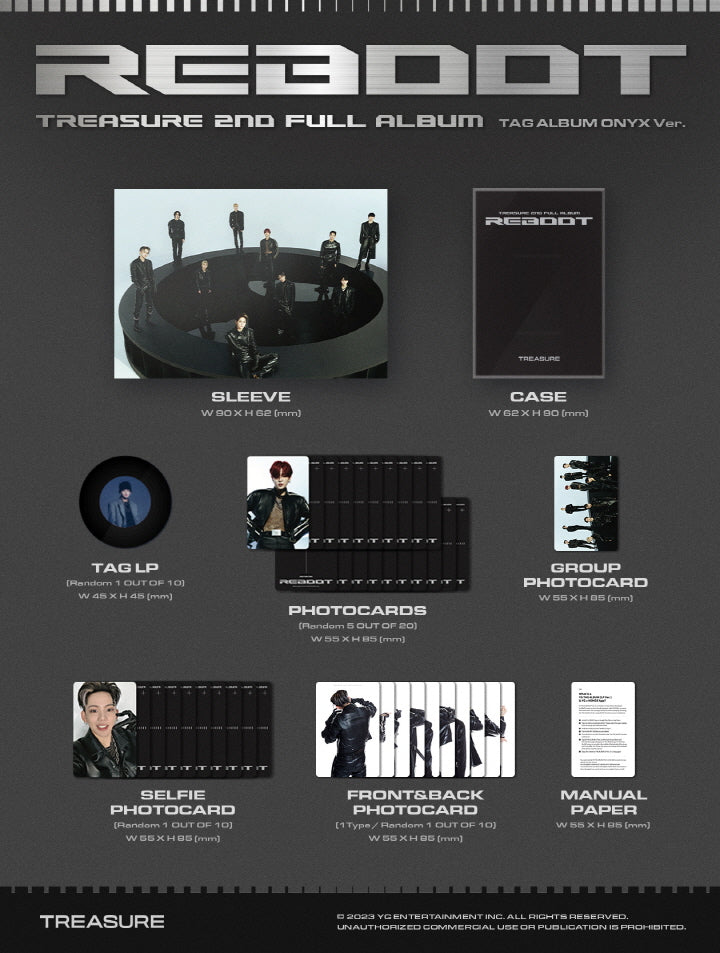 TREASURE - 2nd Full Album REBOOT YG TAG ALBUM (Random).