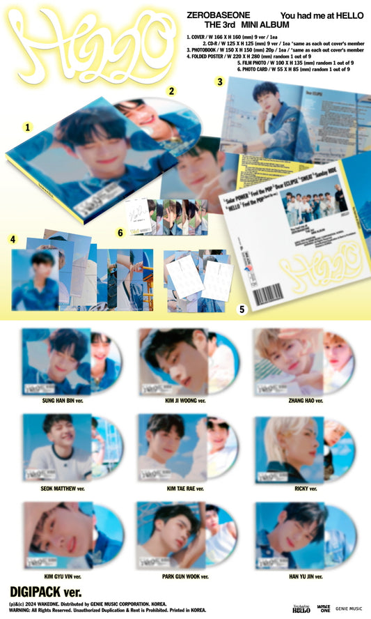 Zerobaseone - 3rd Mini Album You had me at HELLO Digipack Version (9 Versions)
