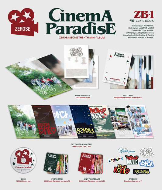 Zerobaseone 4th Mini Album Cinema Paradise ZEROSE Version (7 Versions).