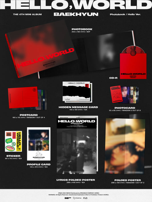 Baekhyun (EXO) - 4th Mini Album Hello, World Photobook Version (2 Versions).