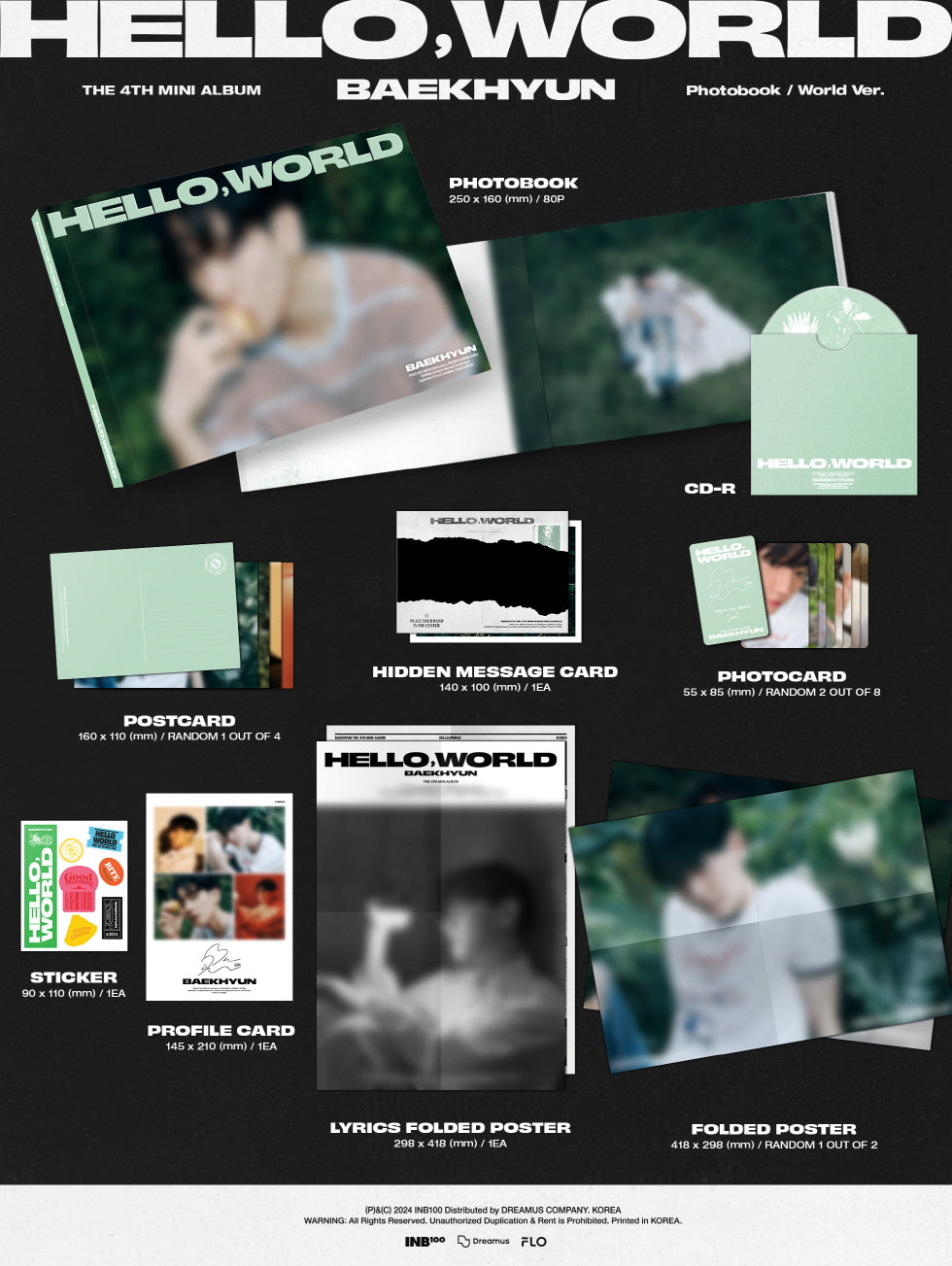 Baekhyun (EXO) - 4th Mini Album Hello, World Photobook Version (2 Versions).