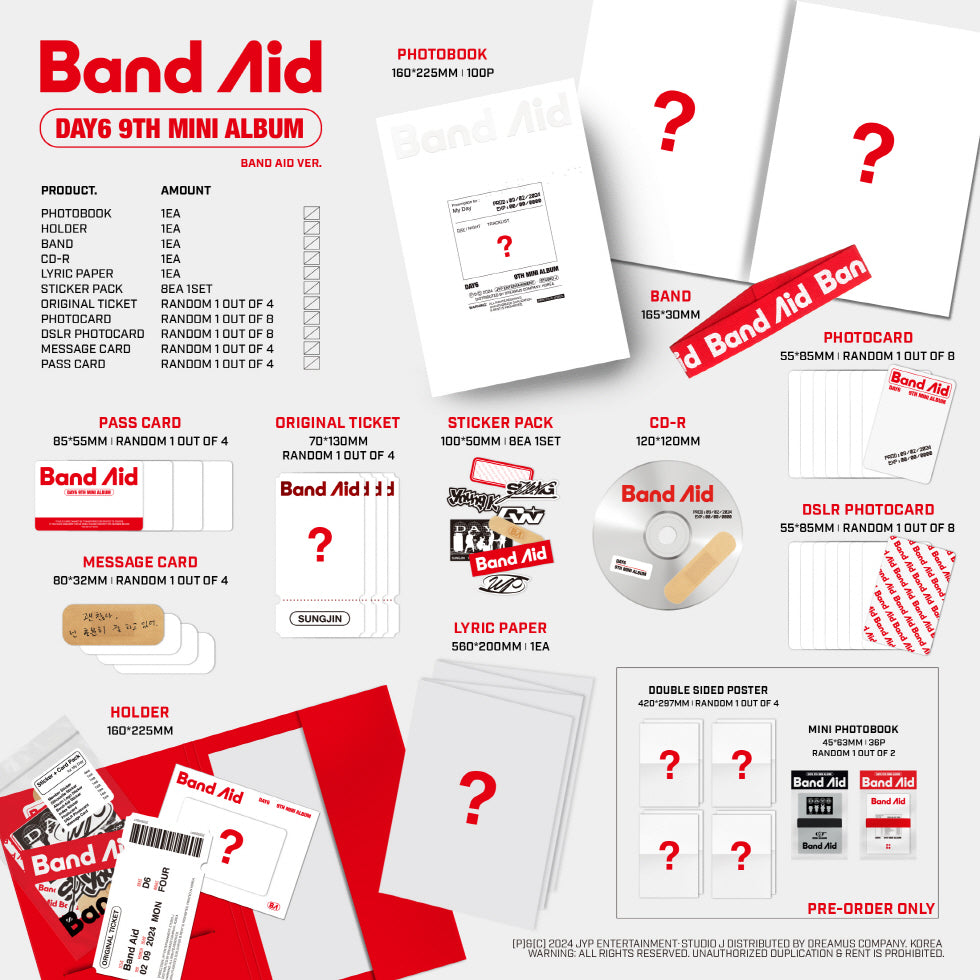 DAY6 - 9th Mini Album Band Aid (2 Versions).