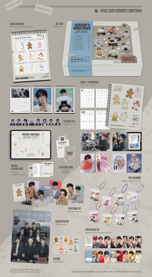(PRE-ORDER 2026-01-14) ATEEZ - 2026 Season's Greetings (POB Selfie Photocard Included)(💝 K-Towns 2026 Season's Greetings Event!)