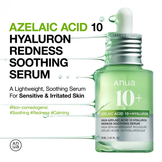 ANUA - Azelaic Acid 10 Hyaluron Redness Soothing Serum (30 mL).
