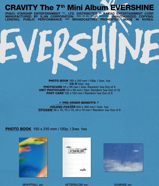 Cravity 7th Mini Album Evershine (3 Version).