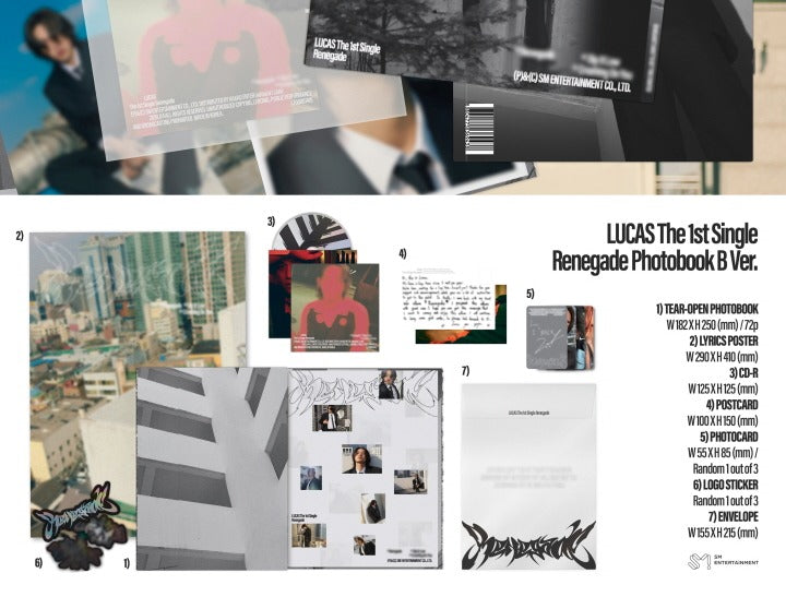 Lucas -m1st Single Album Renegade Photobook Versions (2 Versions).