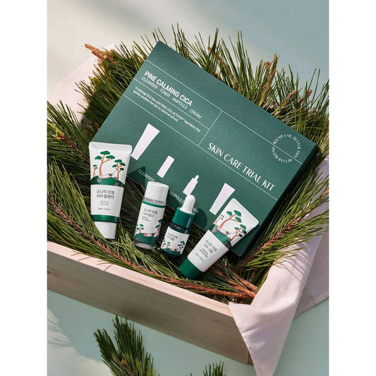 Round Lab - Pine Calming Cica Trial Kit.(Cleanser 30mL+Toner 20mL+Ampoule 10mL+Cream 20mL)