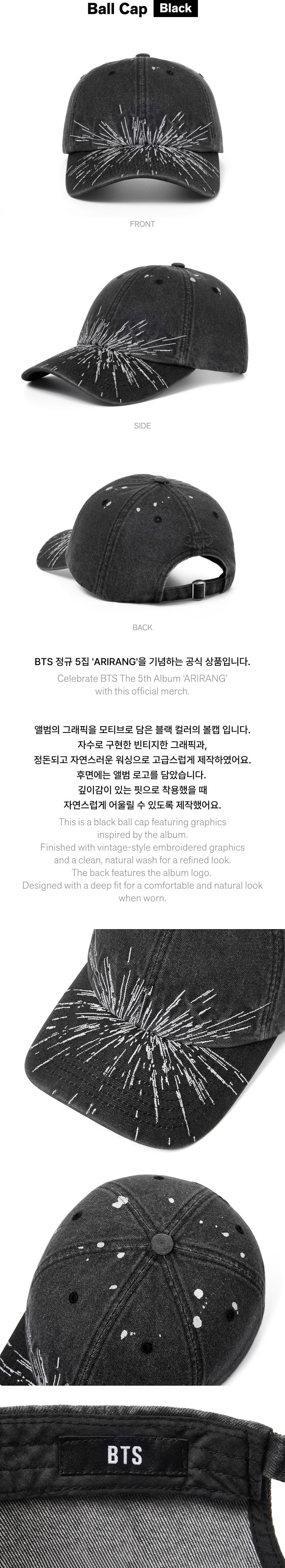 BTS - 5th Album [ARIRANG] Official Merch (Ball Cap Black)