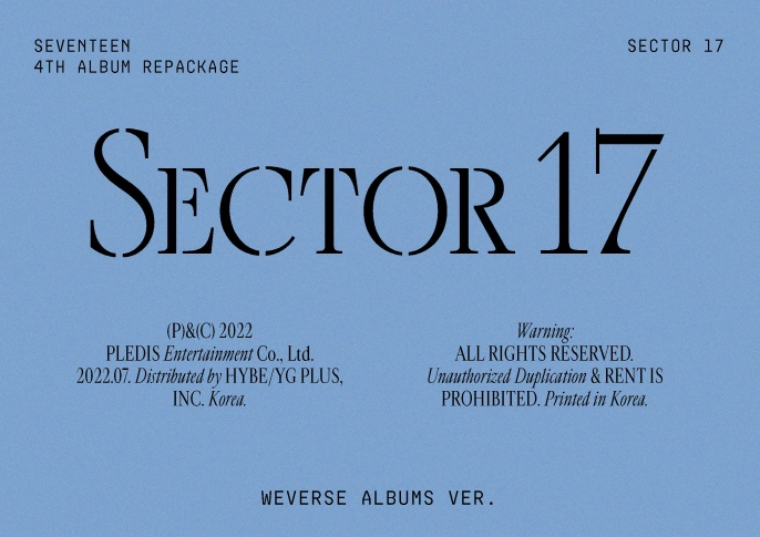 SEVENTEEN 4th Album Repackage SECTOR 17 Weverse Version (Random).