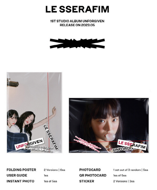 LE SSERAFIM - 1st Studio Album [UNFORGIVEN] Weverse version (2 Versions)