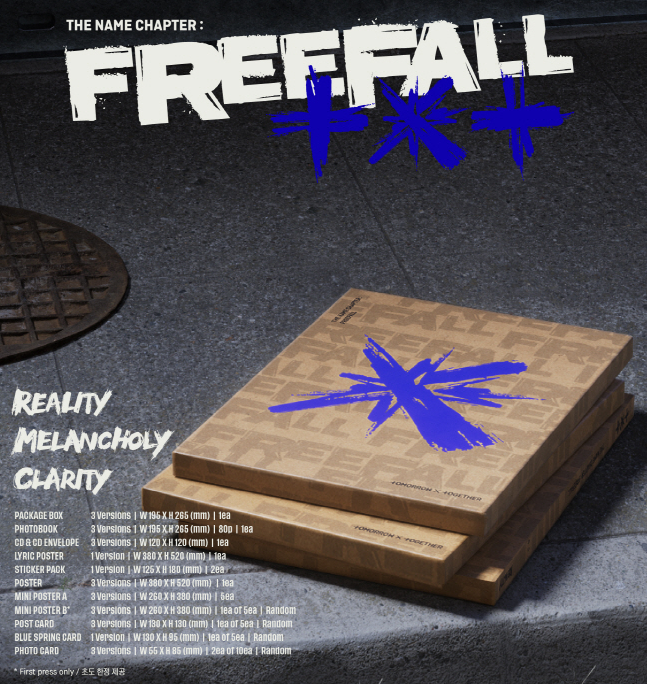 TOMORROW X TOGETHER TXT THE NAME CHAPTER - FREEFALL (3 Versions).