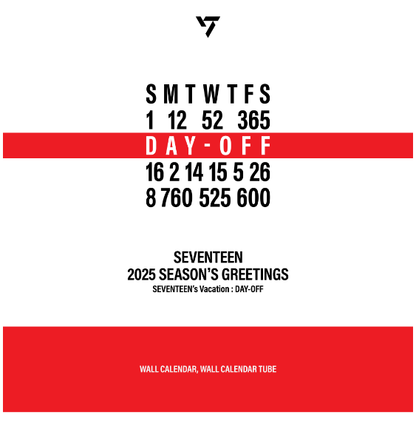 Seventeen - 2025 Season's Greetings - Wall Calendar (with K-Towns Season's Greetings Event)[POB - Spill the feels album's POB - Unreleased Selfie Photocard 2ea Included!! (Limited Quantity)]..