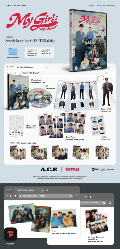 A.C.E 6th Mini Album My Girl : My Choice (3 Versions).