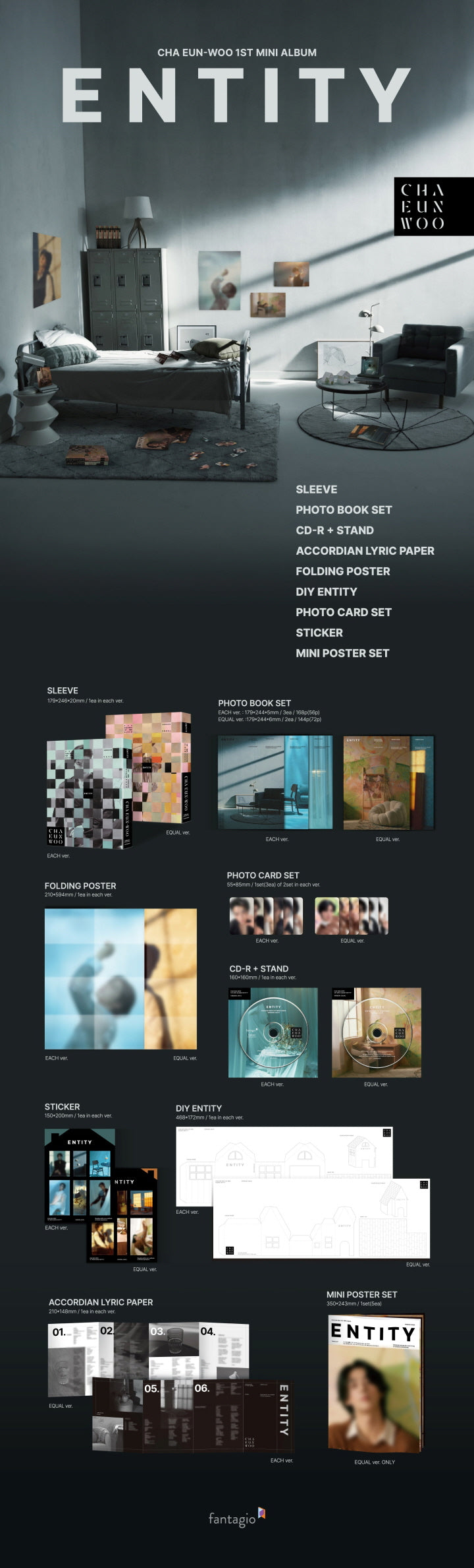 Cha Eun Woo 1st Mini Album Entity (2 Versions).