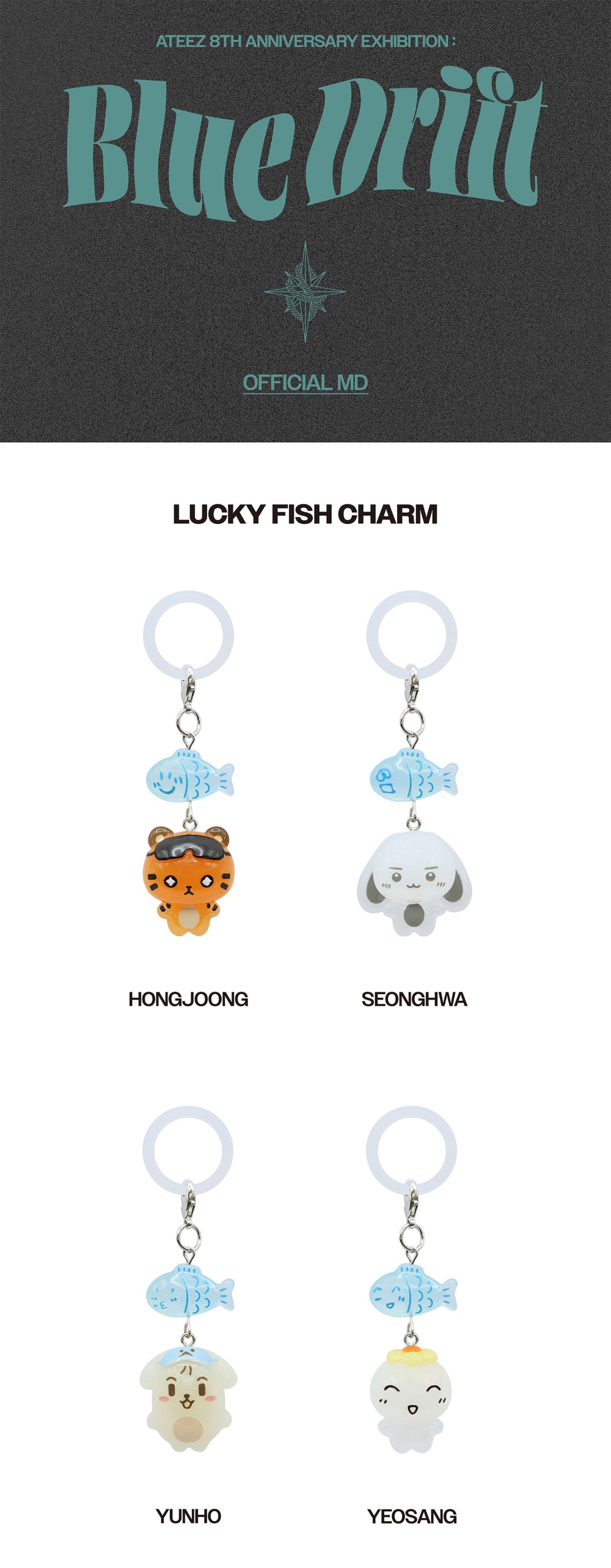 (PRE-ORDER 2026-12-15) ATEEZ - [ATEEZ 8th Anniversity Exhibition: Blue Drift] Lucky Fish Charm (8 Versions)(🎁POB Included Based on Order Amount)