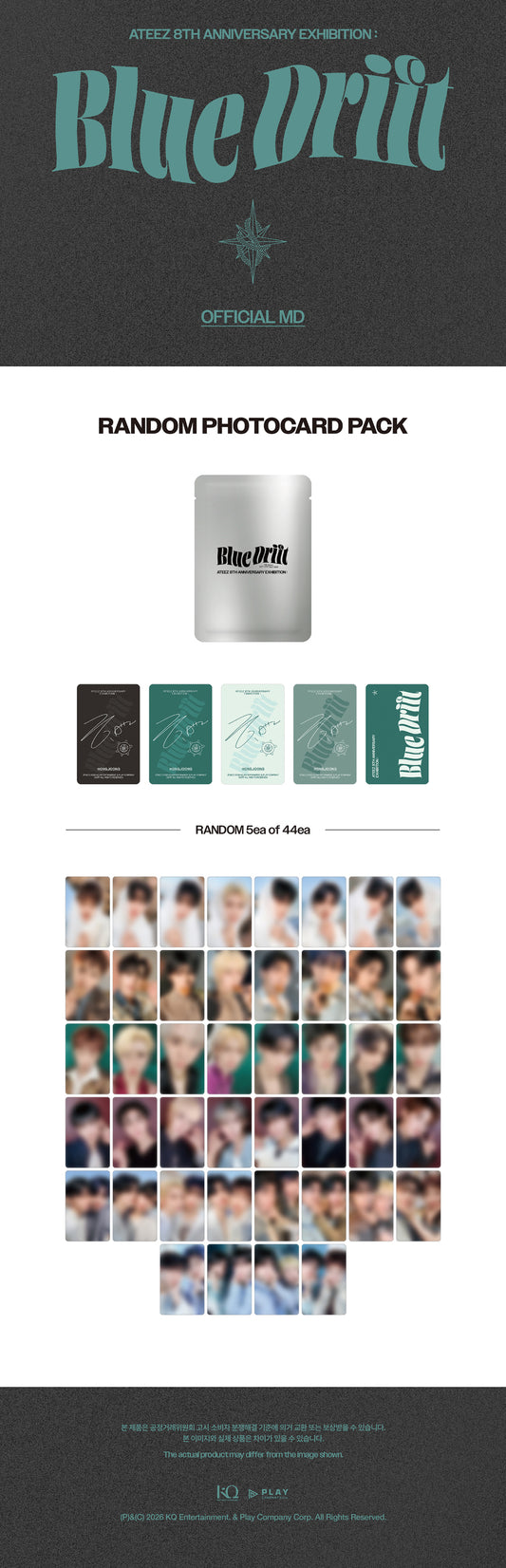 (PRE-ORDER 2026-12-15) ATEEZ - [ATEEZ 8th Anniversity Exhibition: Blue Drift] RANDOM PHOTOCARD PACK (🎁POB Included Based on Order Amount)