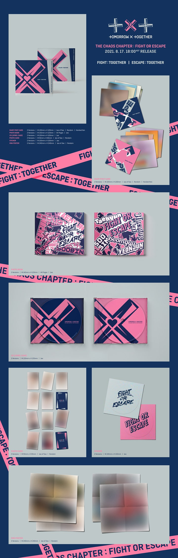 TOMORROW X TOGETHER TXT 2ND ALBUM(REPACKAGE), THE CHAOS CHAPTER: FIGHT OR ESCAPE, TOGETHER VER (2 Versions).