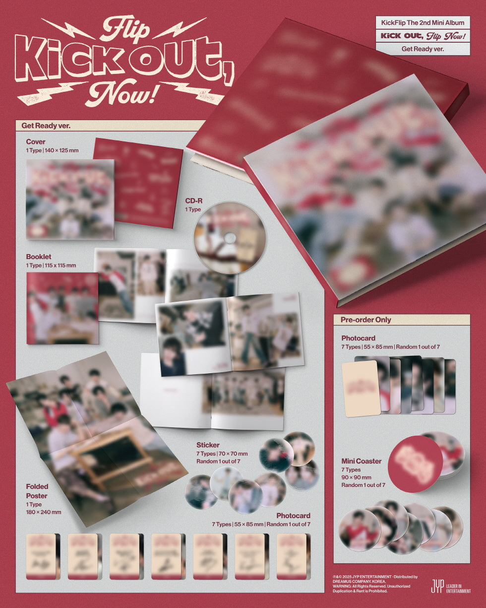(PRE-ORDER 2025-05-26) KickFlip - 2nd Mini Album [Kick Out, Flip Now!] Get Ready Version (Digipack)(POB - Photocard, Mini Coaster - Pre-order only)