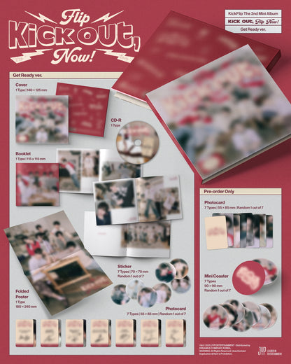(PRE-ORDER 2025-05-26) KickFlip - 2nd Mini Album [Kick Out, Flip Now!] Get Ready Version (Digipack)(POB - Photocard, Mini Coaster - Pre-order only)