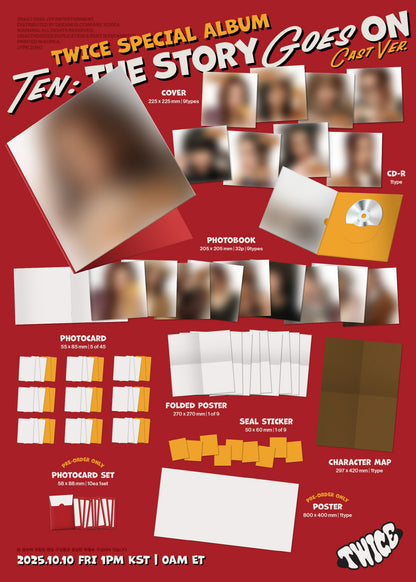 (PRE-ORDER 2025-10-10) Twice - [TEN: The Story Goes ON] Cast Version (9 Versions) Random 1ea