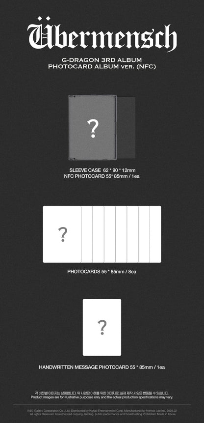 G-DRAGON (BIGBANG) - 3rd Album Übermensch Photocard Album Version.