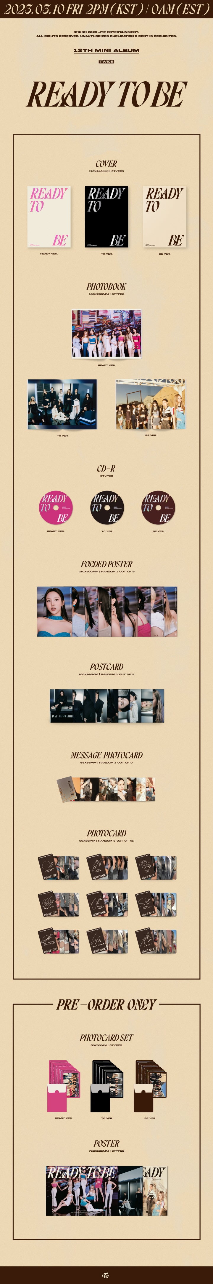 TWICE 12th Mini Album READY TO BE, 3 VERSIONS.