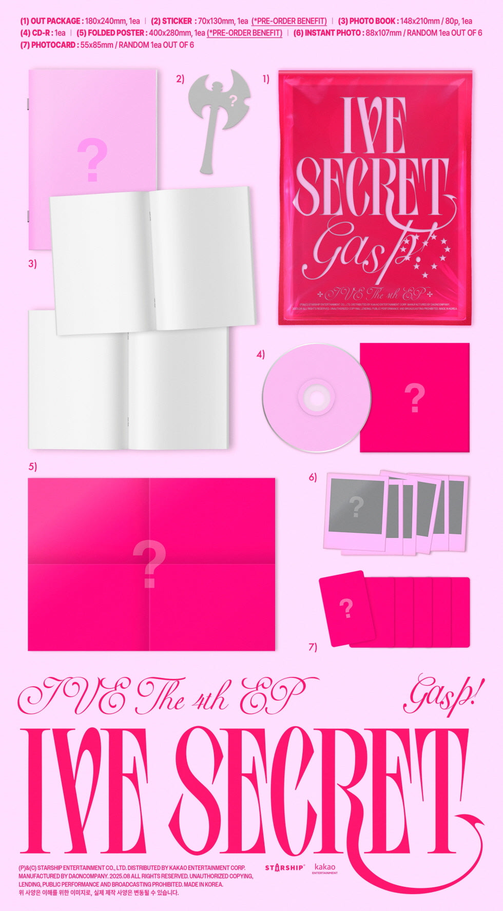 (PRE-ORDER 2025-08-26) IVE - 4th EP Album [IVE SECRET] (3 Versions) Set