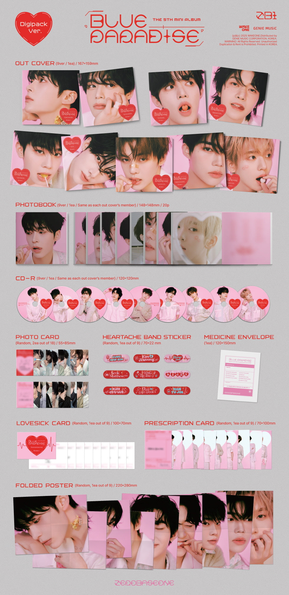 Zerobaseone - 5th Mini Album [Blue Paradise] Digipack Version (9 Versions)(POB - Photocard Included - Limited Quantity).