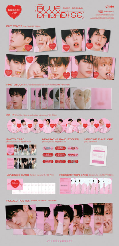 Zerobaseone - 5th Mini Album [Blue Paradise] Digipack Version (9 Versions)(POB - Photocard Included - Limited Quantity).