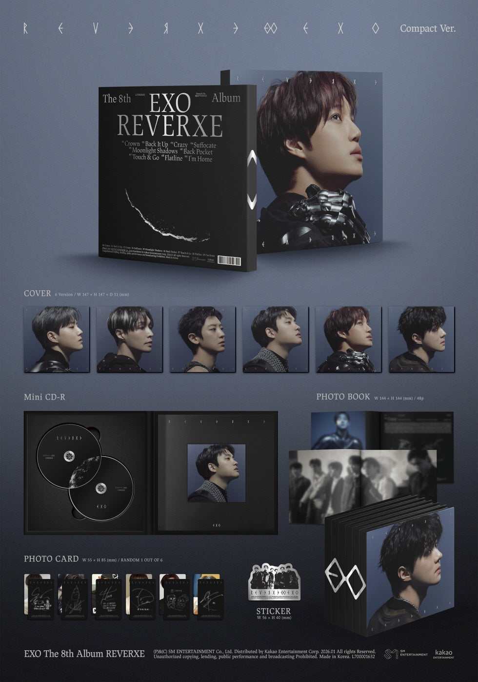 EXO - 8th Full Album [REVERXE] Compact Version (6 Versions).