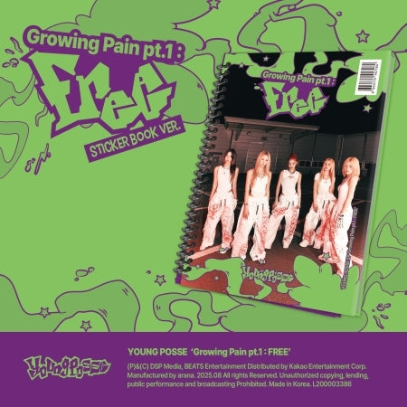 (PRE-ORDER 2025-08-14) Young Posse - EP Album [Grouwing Pain pt.1 : FREE] Sticker Book Version.
