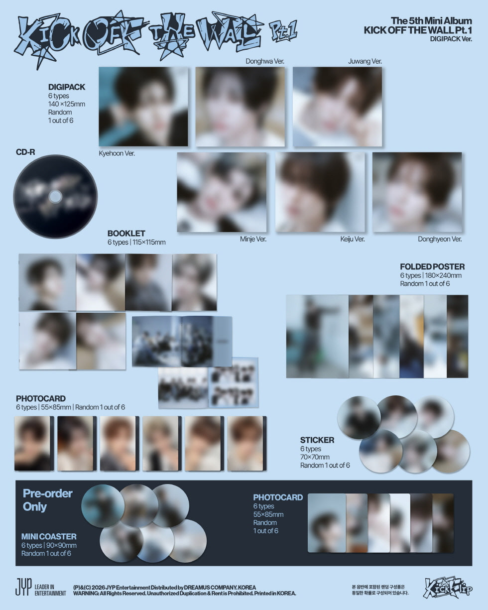 (PRE-ORDER 2026-10-06) KickFlip - 5th Mini Album [KICK OFF THE WALL PT.1] Digipack Version (6 Versions) Random 1ea