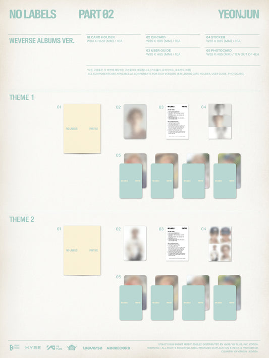 (PRE-ORDER 2026-07-10) YEONJUN (TXT) - [NO LABELS: PART 02] Weverse Albums Version (2 Versions) Random 1ea