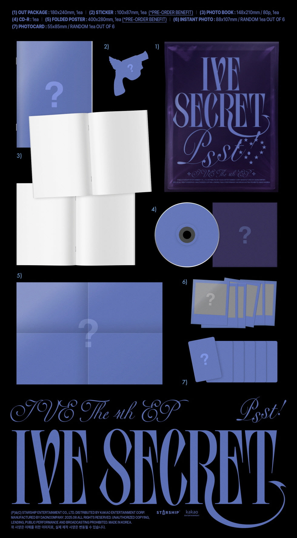 (PRE-ORDER 2025-08-26) IVE - 4th EP Album [IVE SECRET] (3 Versions) Set