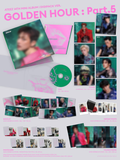 (PRE-ORDER 2026-06-26) ATEEZ - 14th Mini Album [GOLDEN HOUR : Part.5] DIGIPACK MEMBER Version (8 Versions) Random 1ea (POB Included - Pre-order only)