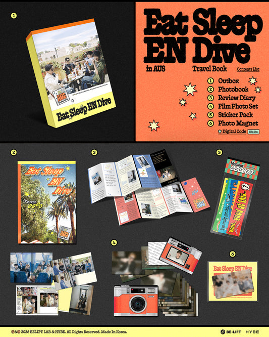 (PRE-ORDER 2026-06-25) ENHYPEN - TRAVEL BOOK [먹고 자고 빠지고 in 호주 | Eat Sleep EN Drive in AUS]