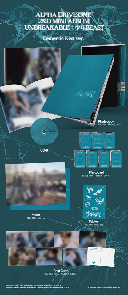 (PRE-ORDER 2026-08-25) ALPHA DRIVE ONE (ALD1) - 2nd Mini Album [UNBREAKABLE : 少年BEAST] Cementic Nest Version (POB Included - Pre-order only)