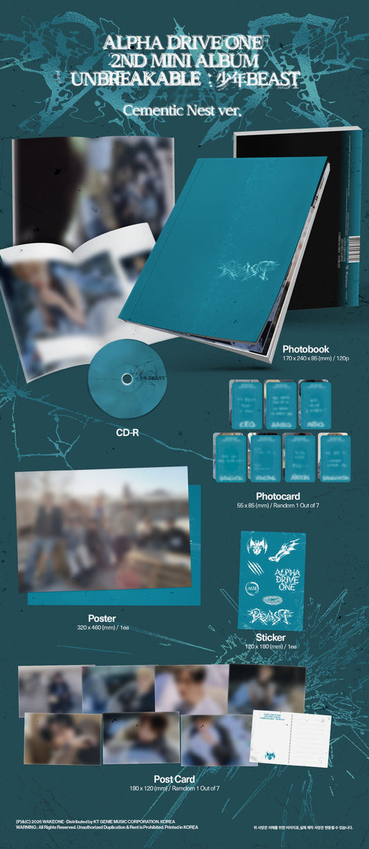(PRE-ORDER 2026-08-25) ALPHA DRIVE ONE (ALD1) - 2nd Mini Album [UNBREAKABLE : 少年BEAST] Cementic Nest Version (POB Included - Pre-order only)
