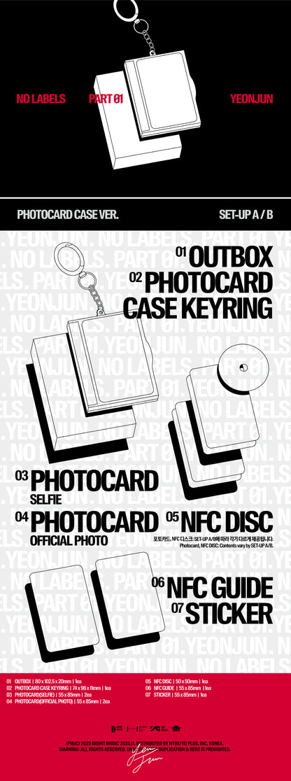 (PRE-ORDER 2025-11-07) YEONJUN (TXT) - [NO LABELS: PART 01] Photocard Case Version (2 Versions) Random 1ea