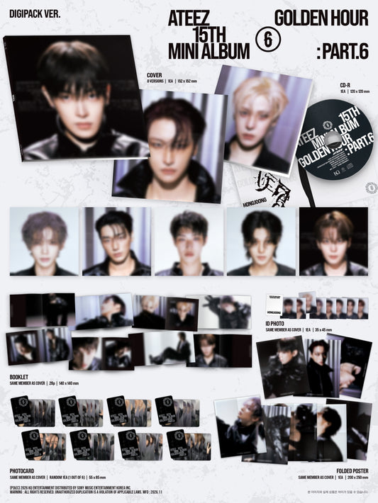 (PRE-ORDER 2026-11-13) ATEEZ - 15th Mini Album [GOLDEN HOUR : Part.6] DIGIPACK Version (8 Versions) Set (🎁POB Included - Pre-order only)
