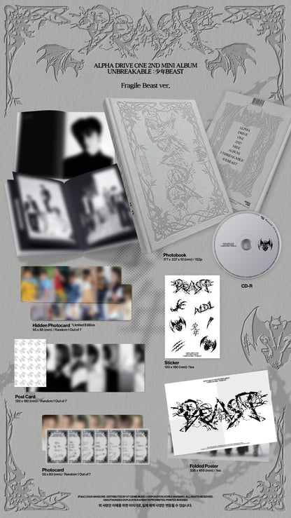 (PRE-ORDER 2026-08-25) ALPHA DRIVE ONE (ALD1) - 2nd Mini Album [UNBREAKABLE : 少年BEAST] Fragile Beast Version (POB Included - Pre-order only)