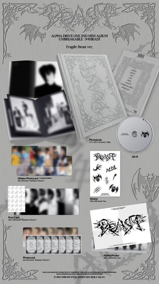 (PRE-ORDER 2026-08-25) ALPHA DRIVE ONE (ALD1) - 2nd Mini Album [UNBREAKABLE : 少年BEAST] Fragile Beast Version (POB Included - Pre-order only)